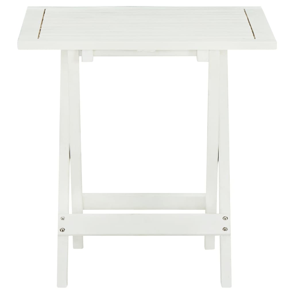 vidaXL Bistro Table White 46x46x47 cm Solid Acacia Wood - Brown