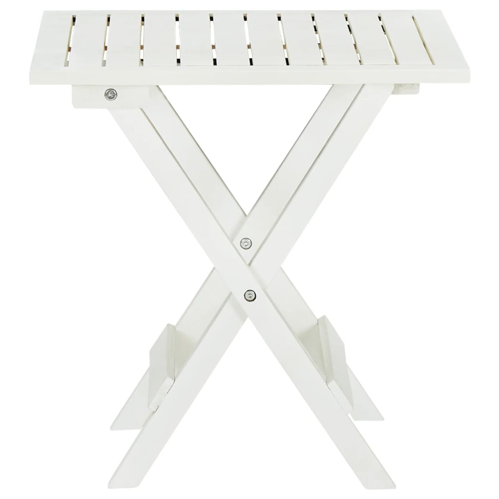 vidaXL Bistro Table White 46x46x47 cm Solid Acacia Wood - Brown