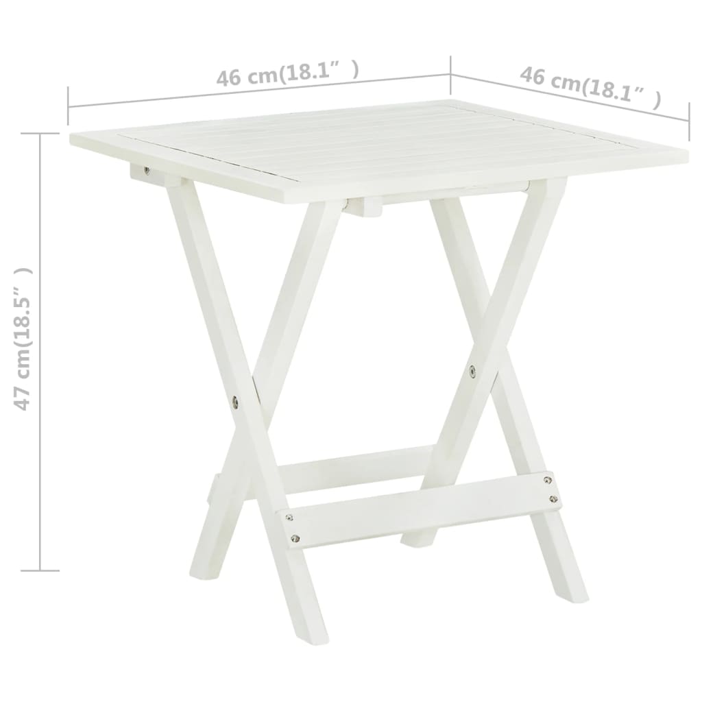 vidaXL Bistro Table White 46x46x47 cm Solid Acacia Wood - Brown