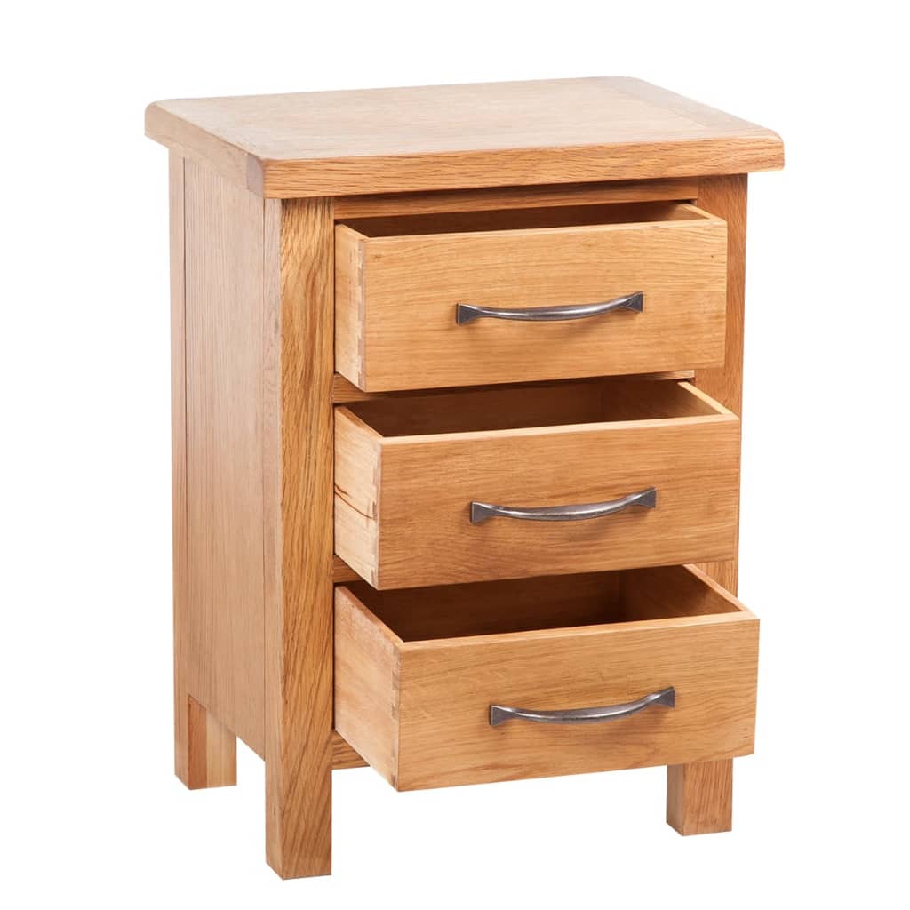 vidaXL Nightstand with 3 Drawers 40x30x54 cm Solid Oak Wood - Brown