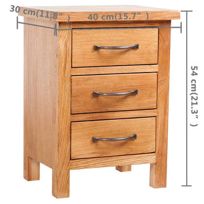 vidaXL Nightstand with 3 Drawers 40x30x54 cm Solid Oak Wood - Brown