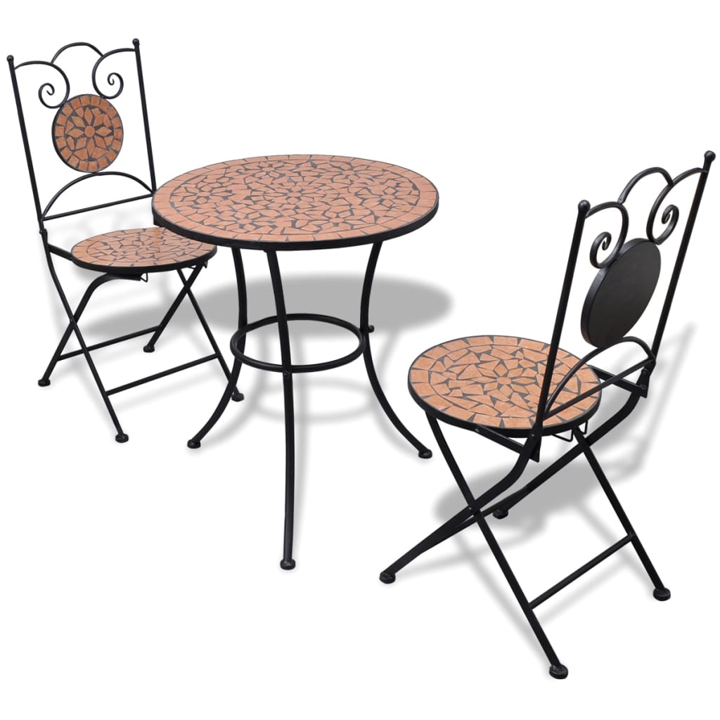 vidaXL Patio Furniture | Terracotta | Powder-coated iron, ceramic tile | Small - Brown