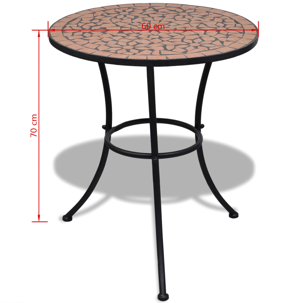 vidaXL Patio Furniture | Terracotta | Powder-coated iron, ceramic tile | Small - Brown