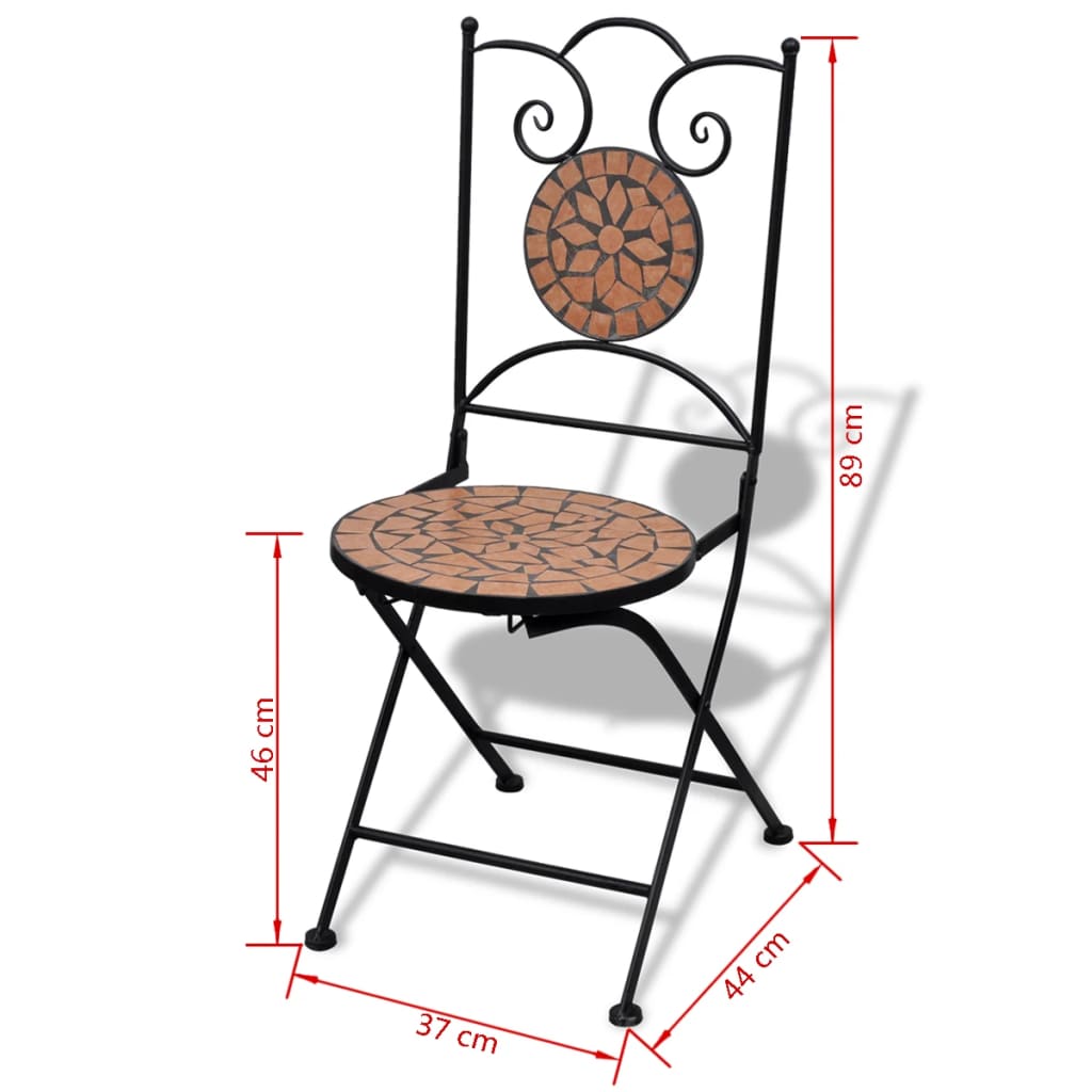 vidaXL Patio Furniture | Terracotta | Powder-coated iron, ceramic tile | Small - Brown