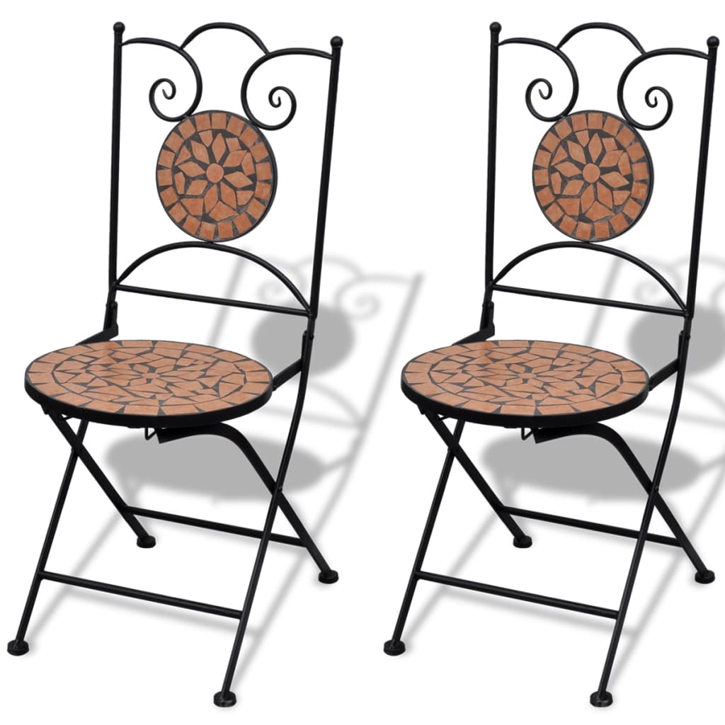 vidaXL Patio Furniture | Terracotta | Powder-coated iron, ceramic tile | Small - Brown