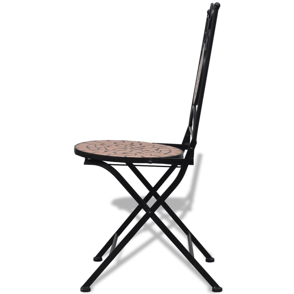 vidaXL Patio Furniture | Terracotta | Powder-coated iron, ceramic tile | Small - Brown