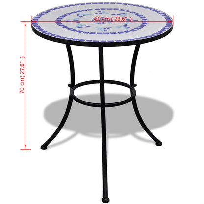 vidaXL Patio Furniture | Blue and White | Powder-coated iron and ceramic tile