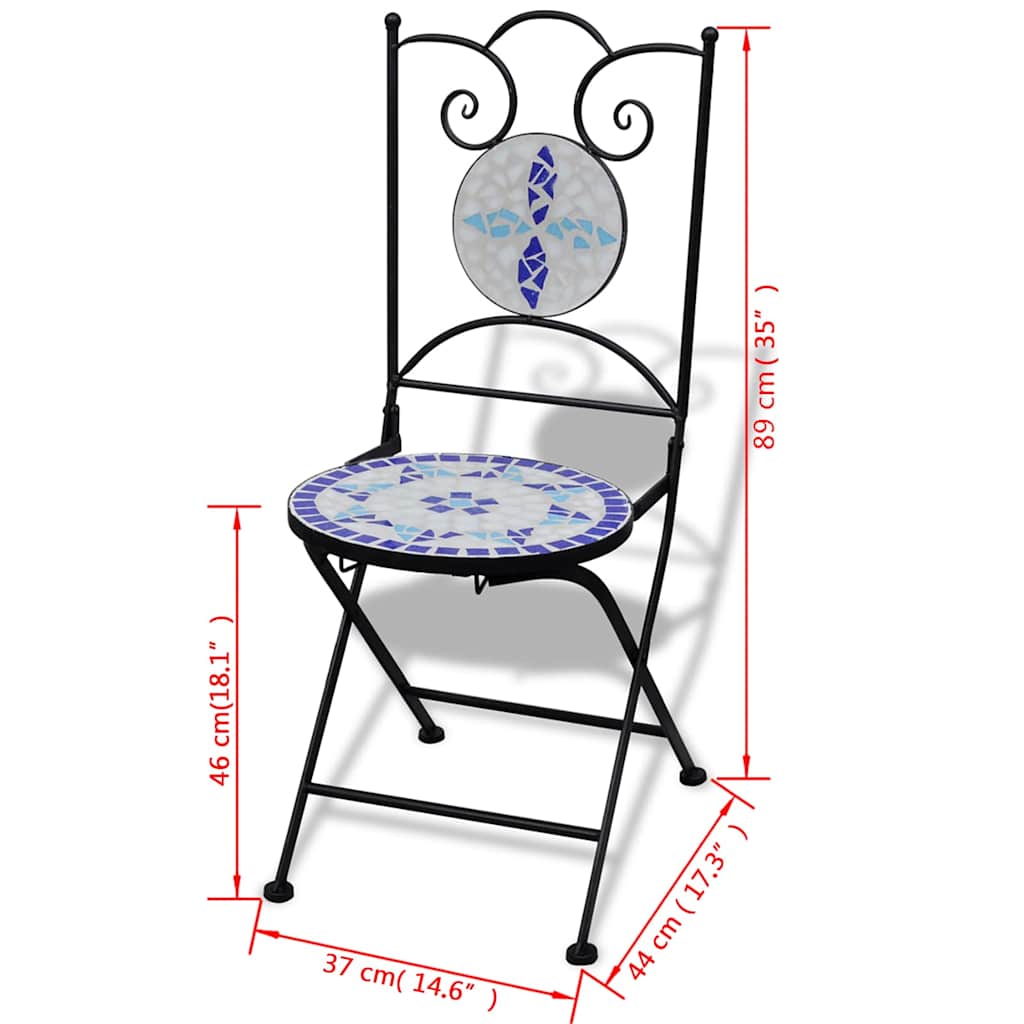 vidaXL Patio Furniture | Blue and White | Powder-coated iron and ceramic tile