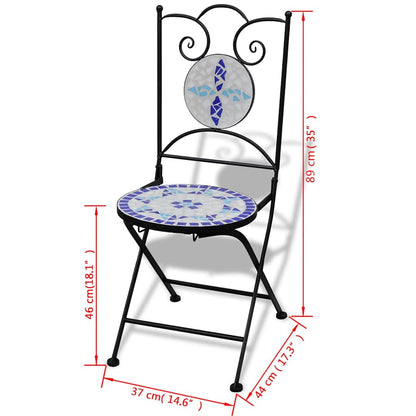 vidaXL Patio Furniture | Blue and White | Powder-coated iron and ceramic tile