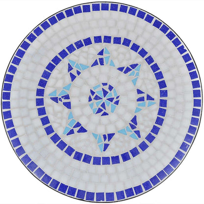 vidaXL Patio Furniture | Blue and White | Powder-coated iron and ceramic tile