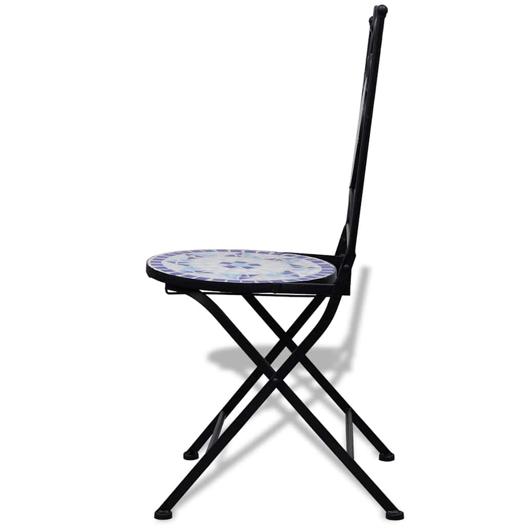 vidaXL Patio Furniture | Blue and White | Powder-coated iron and ceramic tile