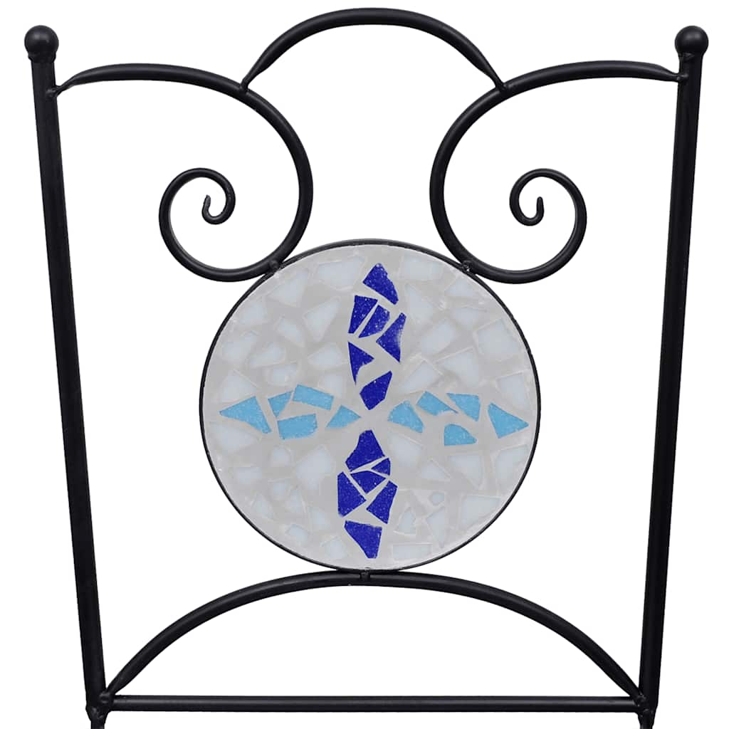 vidaXL Patio Furniture | Blue and White | Powder-coated iron and ceramic tile