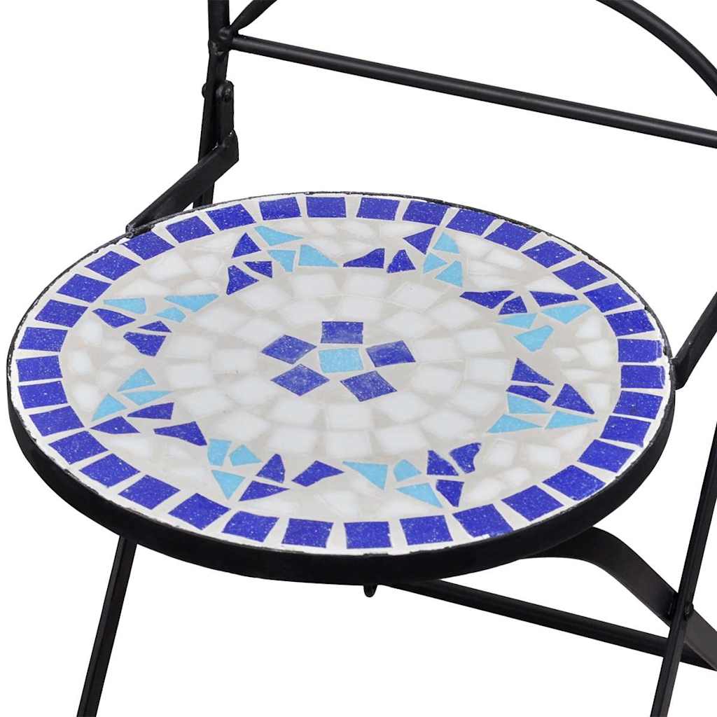 vidaXL Patio Furniture | Blue and White | Powder-coated iron and ceramic tile