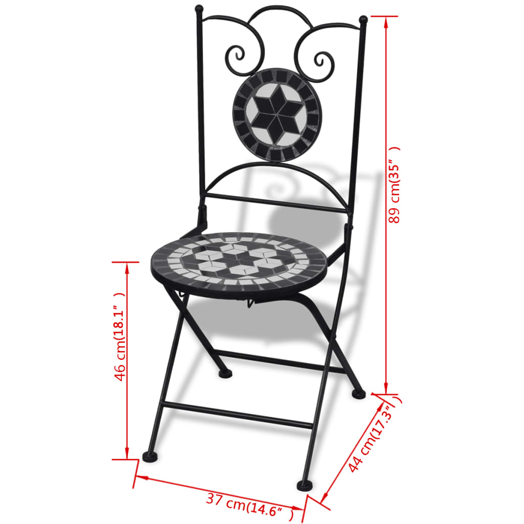 vidaXL Patio Furniture | Black and White | Powder-coated iron and ceramic
