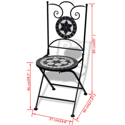 vidaXL Patio Furniture | Black and White | Powder-coated iron and ceramic