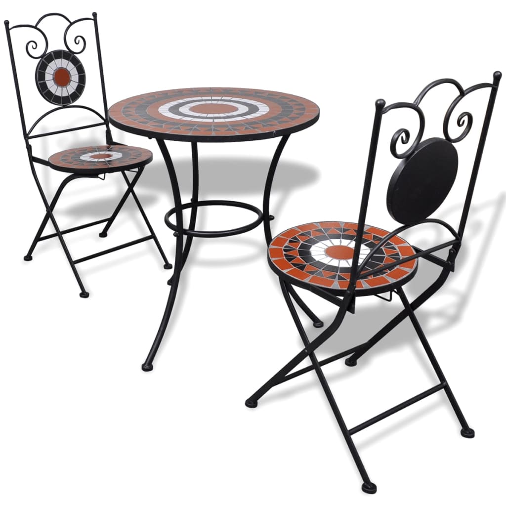 vidaXL Patio Furniture | Terracotta, White | Powder-coated iron, ceramic - Brown