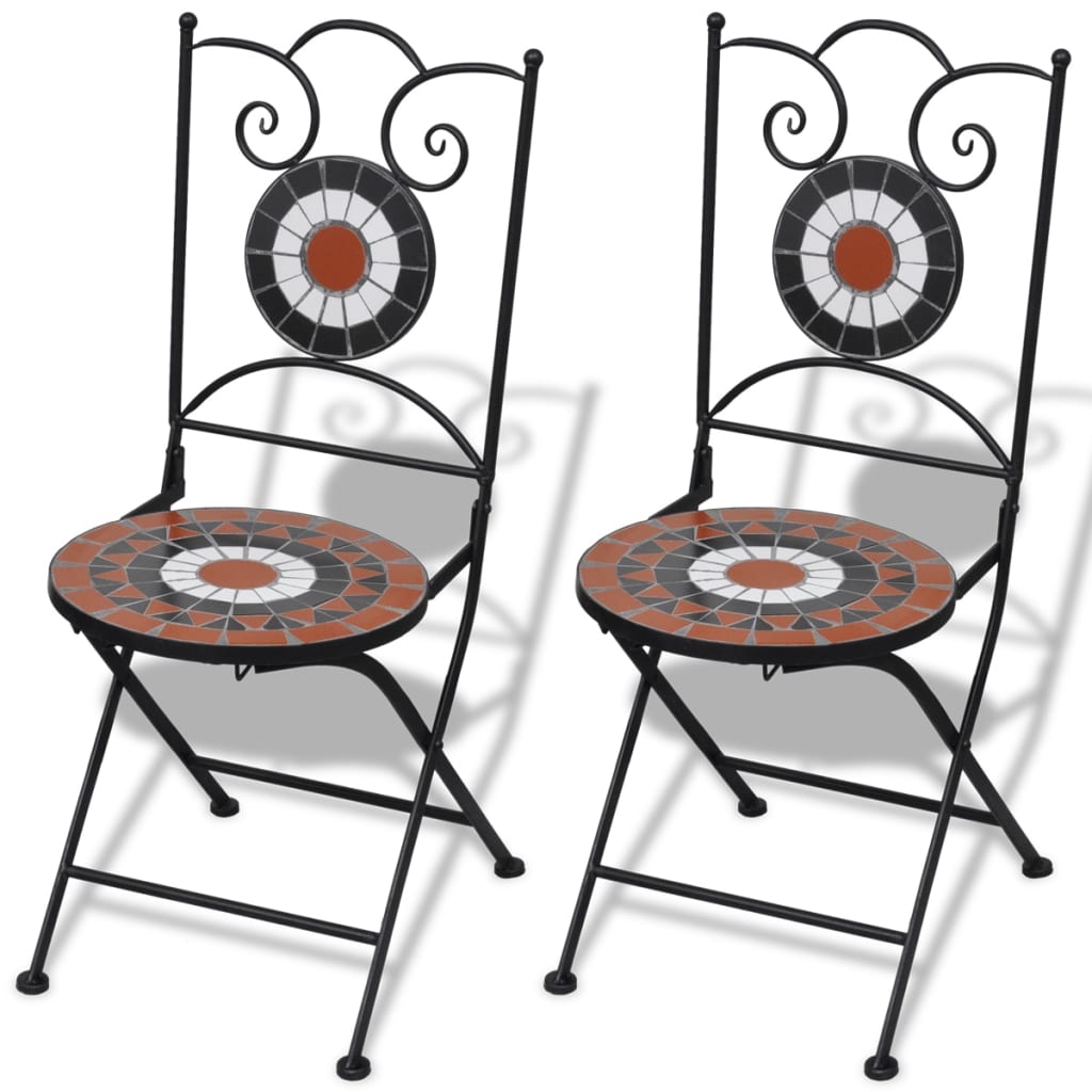 vidaXL Patio Furniture | Terracotta, White | Powder-coated iron, ceramic - Brown