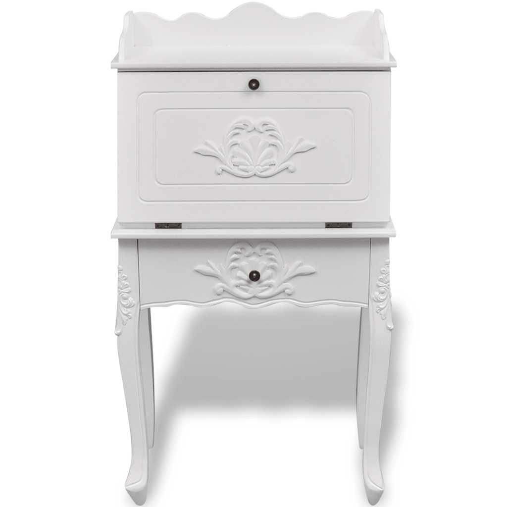 241735 Wooden French Secretary Desk - White - 60 x 36.4 x 111 cm
