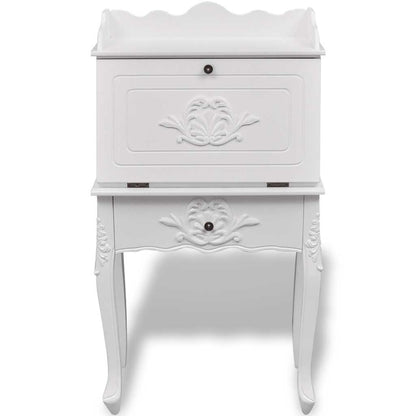 241735 Wooden French Secretary Desk - White - 60 x 36.4 x 111 cm