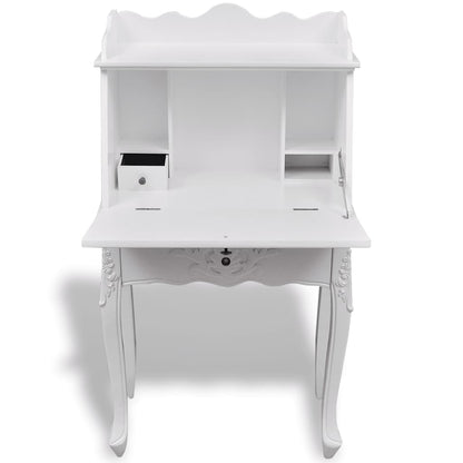 241735 Wooden French Secretary Desk - White - 60 x 36.4 x 111 cm