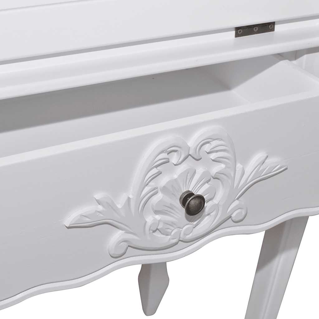 241735 Wooden French Secretary Desk - White - 60 x 36.4 x 111 cm