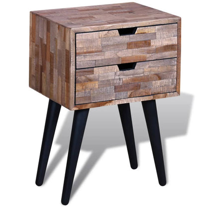 vidaXL Nightstand with 2 Drawers Reclaimed Teak Wood - Brown