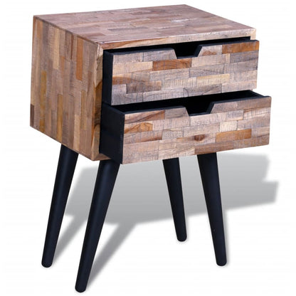 vidaXL Nightstand with 2 Drawers Reclaimed Teak Wood - Brown