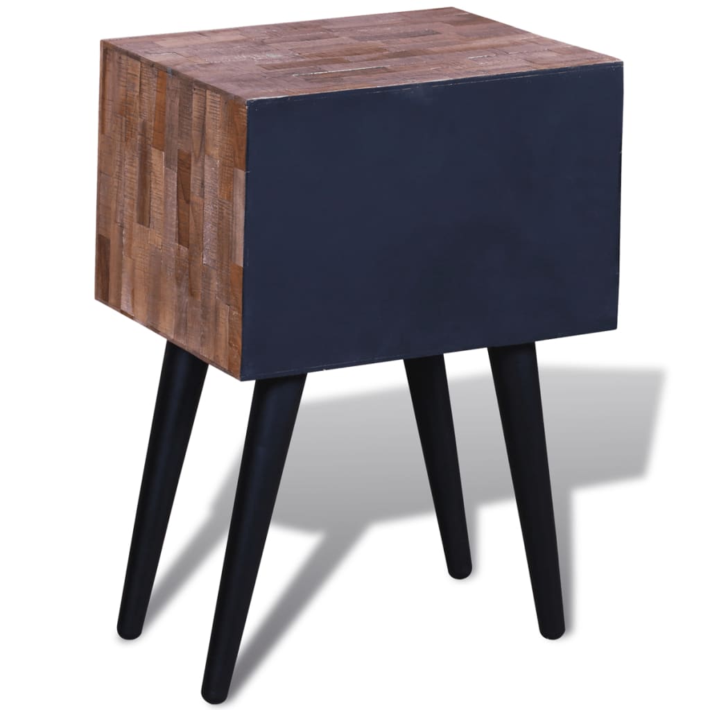 vidaXL Nightstand with 2 Drawers Reclaimed Teak Wood - Brown