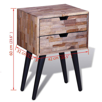 vidaXL Nightstand with 2 Drawers Reclaimed Teak Wood - Brown