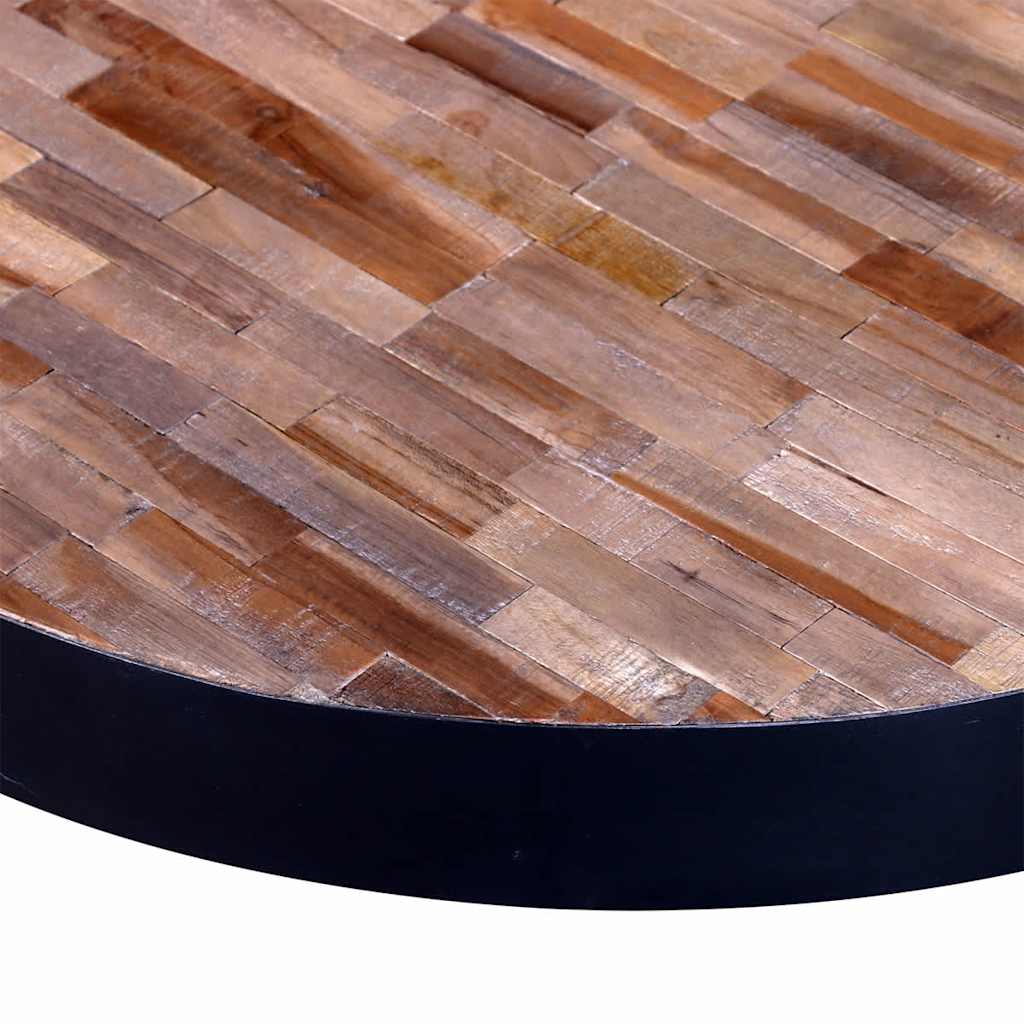 vidaXL Coffee Table Round Reclaimed Teak Wood - Black - 76 x 31 x 76 cm
