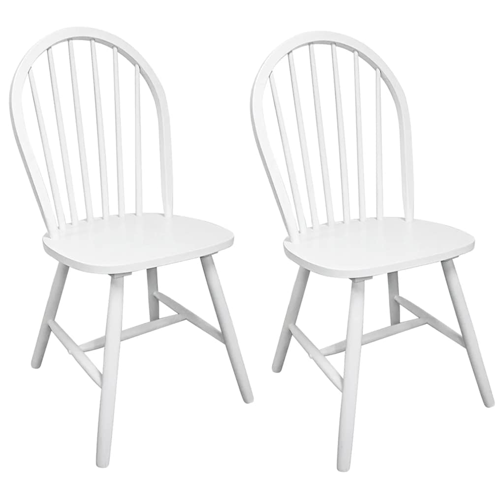 vidaXL Dining Chairs 2 pcs White Solid Rubber Wood - 46.5 x 52 x 94 cm