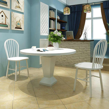 vidaXL Dining Chairs 2 pcs White Solid Rubber Wood - 46.5 x 52 x 94 cm