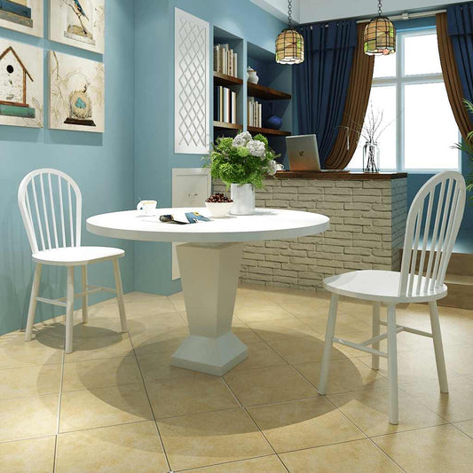 vidaXL Dining Chairs 2 pcs White Solid Rubber Wood - 46.5 x 52 x 94 cm