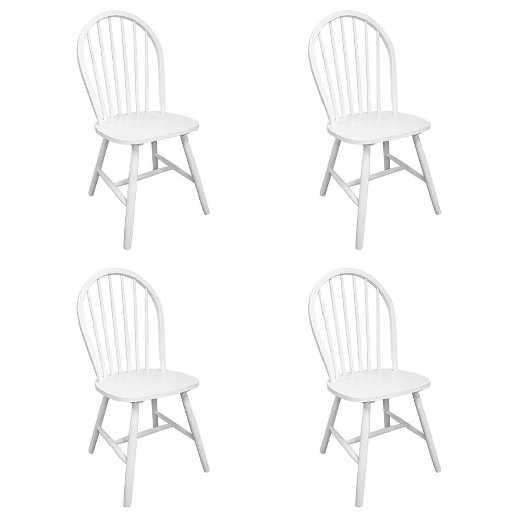 vidaXL Dining Chairs 4 pcs White Solid Rubber Wood - 46.5 x 52 x 94 cm