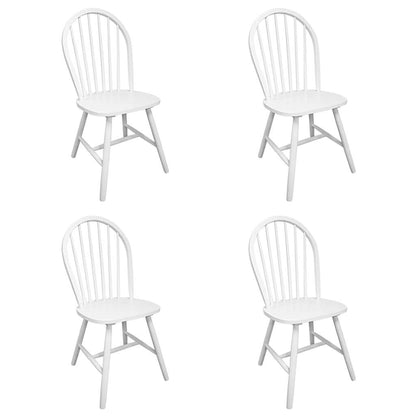 vidaXL Dining Chairs 4 pcs White Solid Rubber Wood - 46.5 x 52 x 94 cm