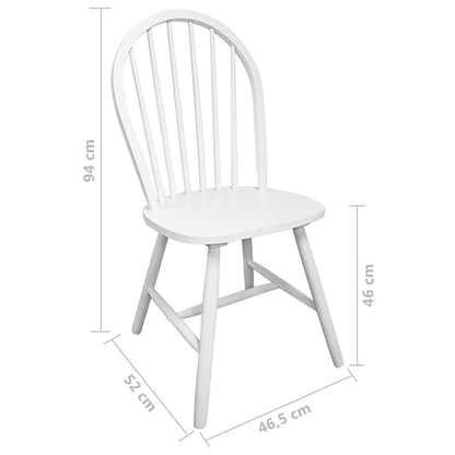 vidaXL Dining Chairs 4 pcs White Solid Rubber Wood - 46.5 x 52 x 94 cm