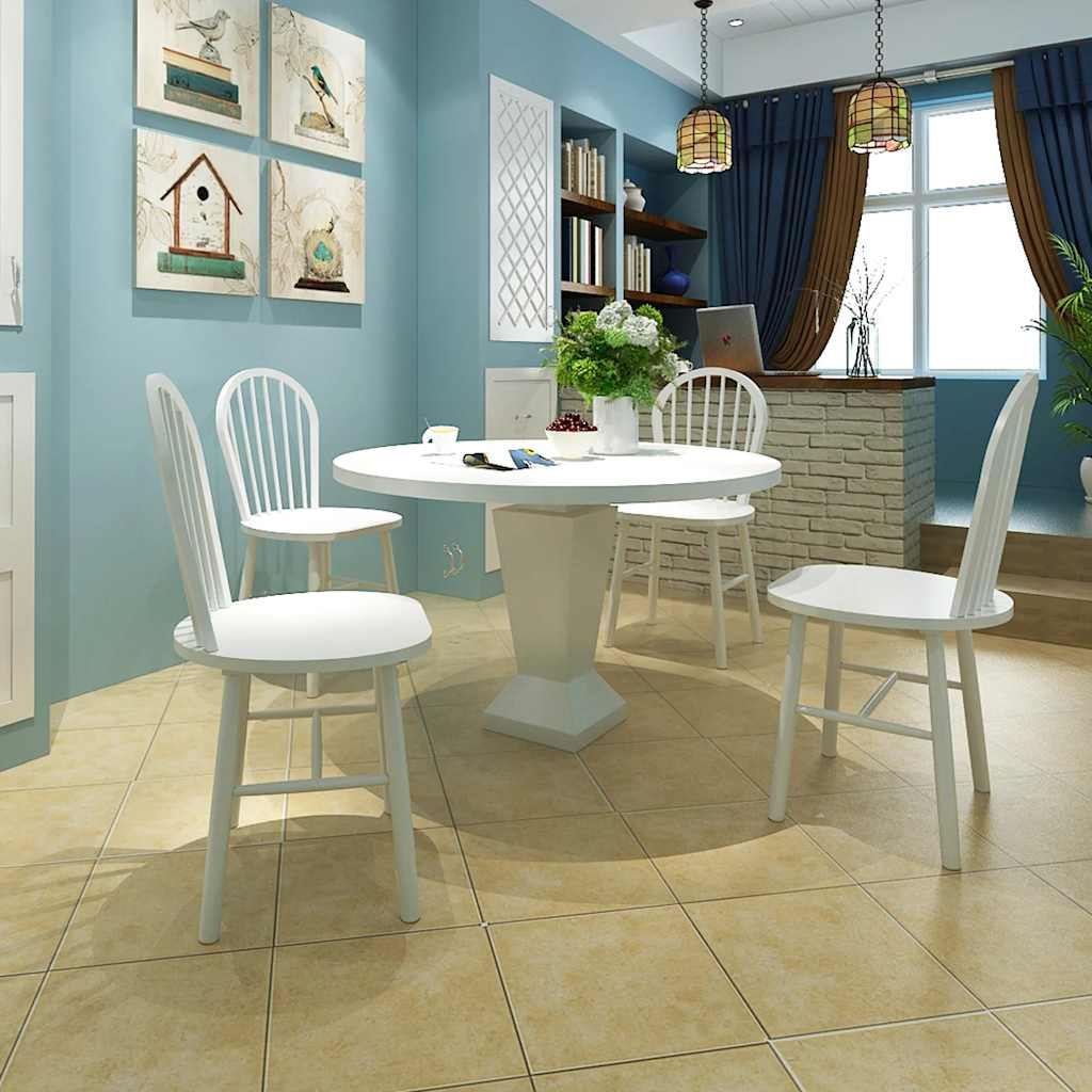 vidaXL Dining Chairs 4 pcs White Solid Rubber Wood - 46.5 x 52 x 94 cm
