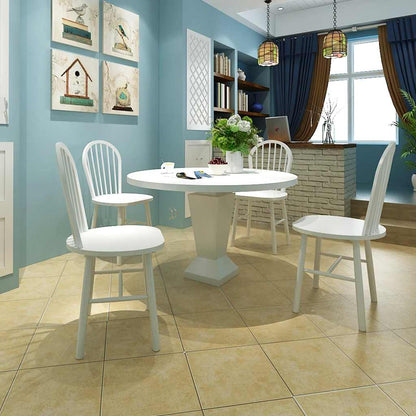 vidaXL Dining Chairs 4 pcs White Solid Rubber Wood - 46.5 x 52 x 94 cm