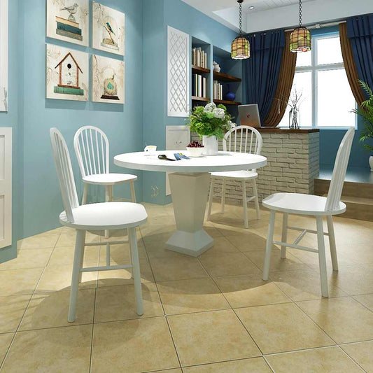 vidaXL Dining Chairs 4 pcs White Solid Rubber Wood - 46.5 x 52 x 94 cm