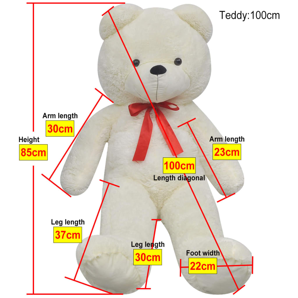 vidaXL XXL Soft Plush Teddy Bear Toy White 85 cm - 100 cm