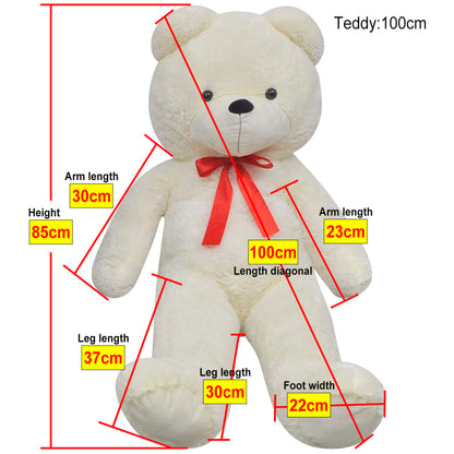 vidaXL XXL Soft Plush Teddy Bear Toy White 85 cm - 100 cm