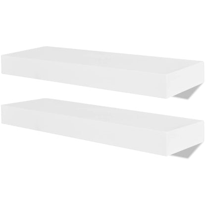 vidaXL 2 White MDF Floating Wall Display Shelves Book/DVD Storage - 40 x 20 x 3.8 cm