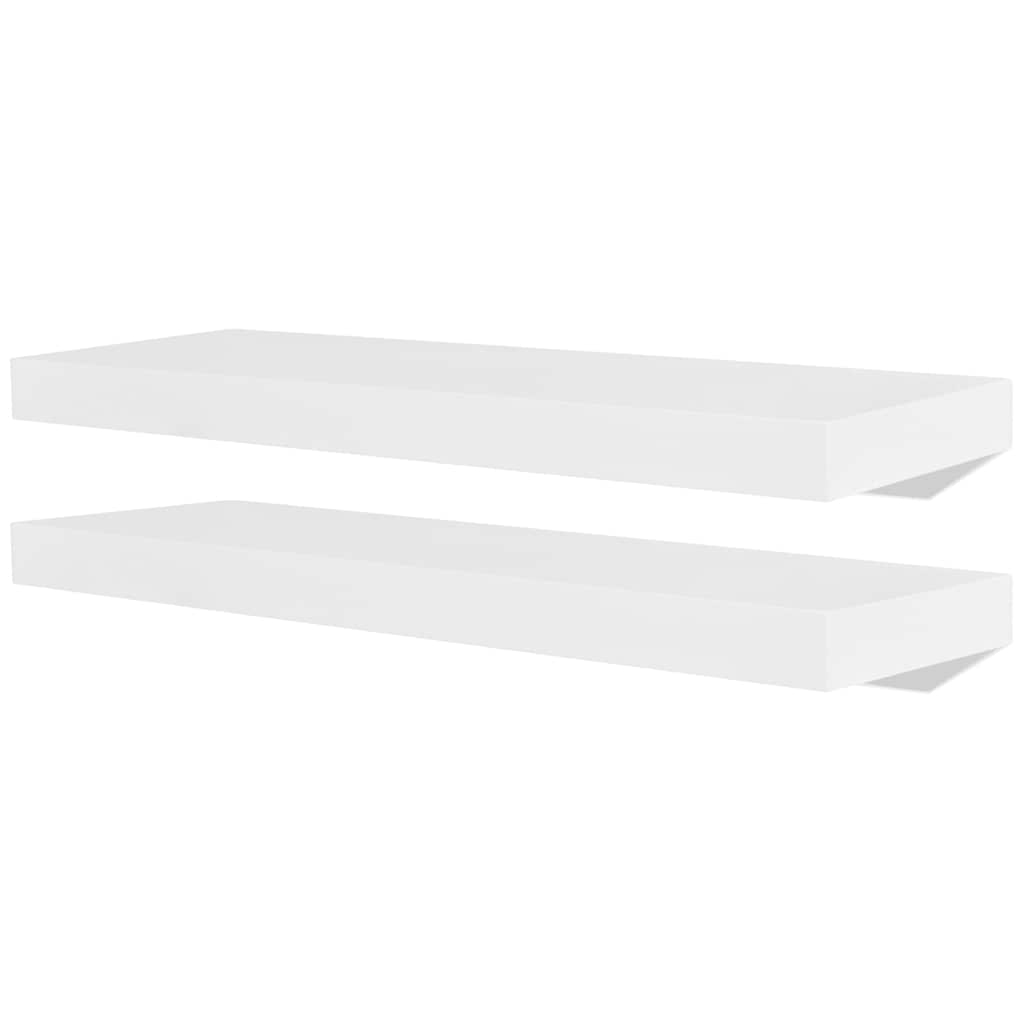 vidaXL Floating Wall Display Shelves Book/DVD Storage White MDF 2 pcs - 60 x 20 x 3.8 cm