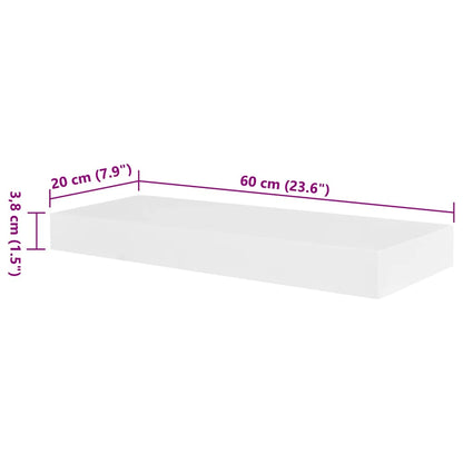 vidaXL Floating Wall Display Shelves Book/DVD Storage White MDF 2 pcs - 60 x 20 x 3.8 cm