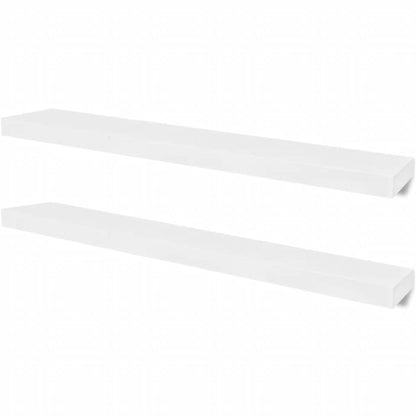 vidaXL 2 White MDF Floating Wall Display Shelves Book/DVD Storage - 100 x 20 x 3.8 cm