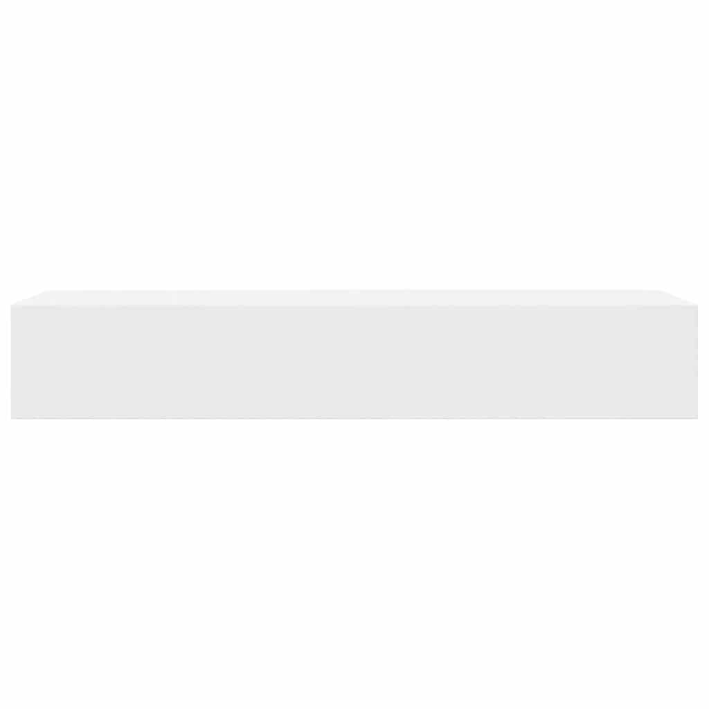 242187 White MDF Floating Wall Display Shelf 1 Drawer Book/DVD Storage - 48 x 25 x 8 cm