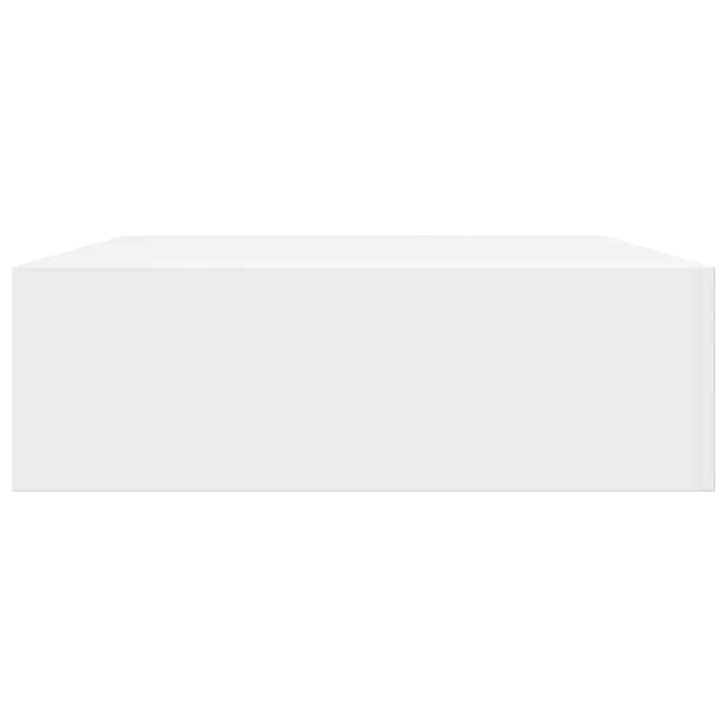 242187 White MDF Floating Wall Display Shelf 1 Drawer Book/DVD Storage - 48 x 25 x 8 cm