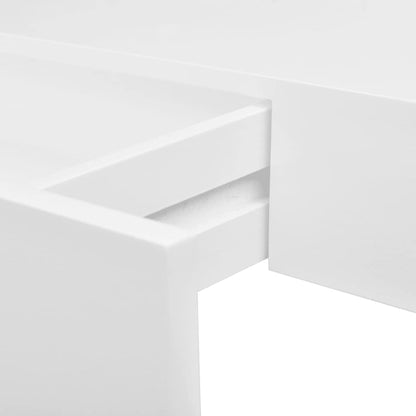 242187 White MDF Floating Wall Display Shelf 1 Drawer Book/DVD Storage - 48 x 25 x 8 cm