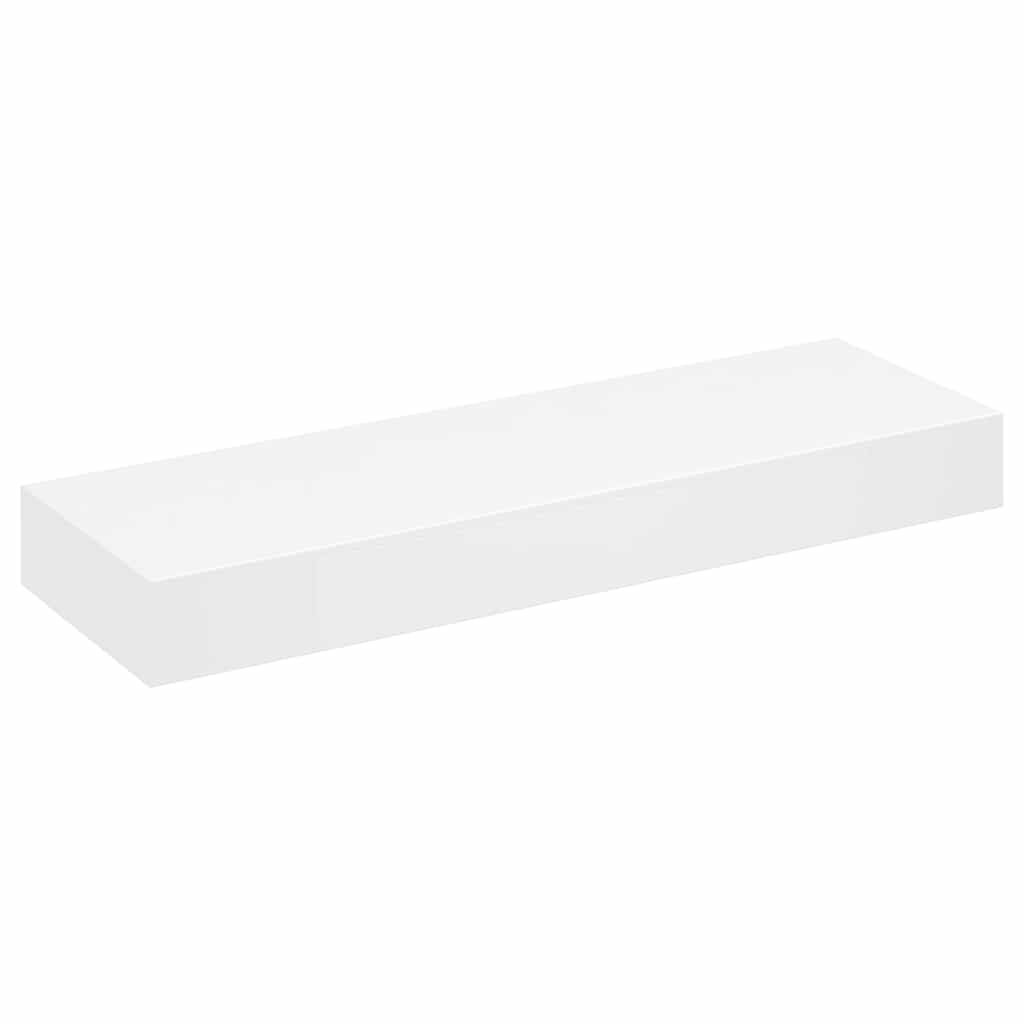 242188 White MDF Floating Wall Display Shelf 1 Drawer Book/DVD Storage - 80 x 25 x 8 cm