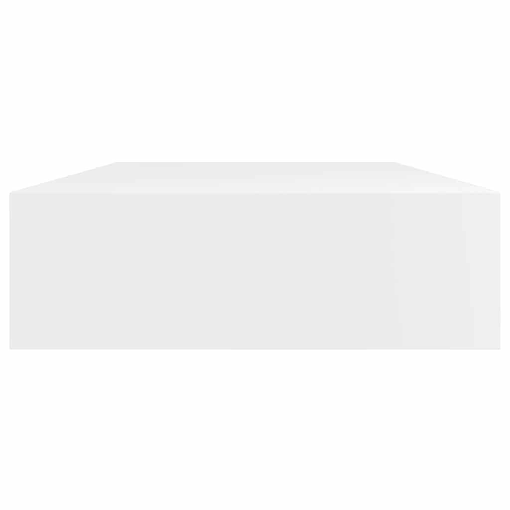 242188 White MDF Floating Wall Display Shelf 1 Drawer Book/DVD Storage - 80 x 25 x 8 cm